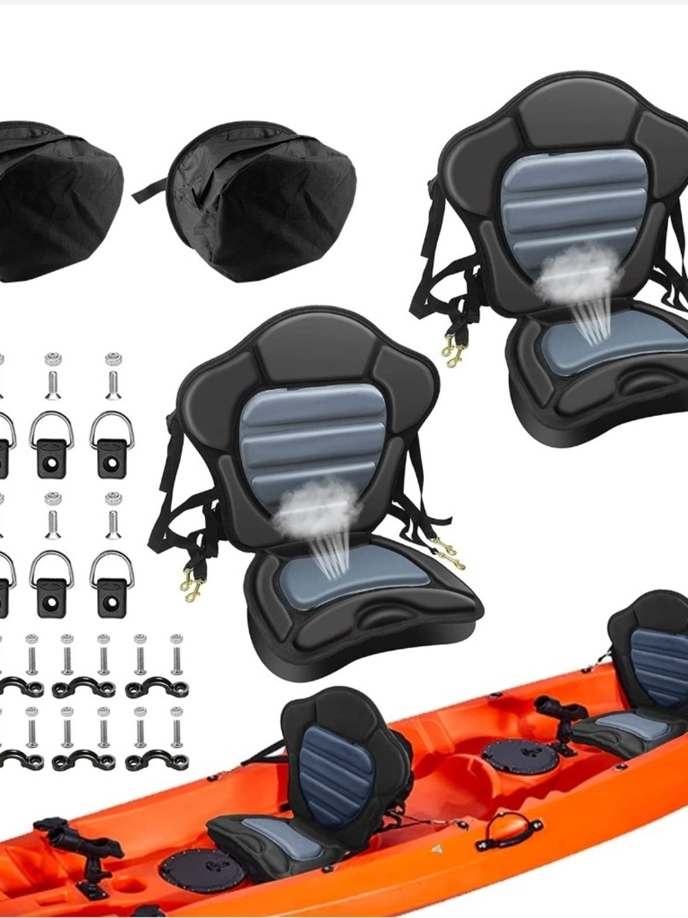 Kayak Seat Thickened Padded Kayak Seat Extra Thick Padded Sit-On-Top Canoe2Seat